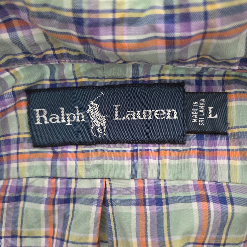 Ralph‎ Lauren Button Down Shirt Green Multi Plaid Cotton Mens L - Picture 5 of 7